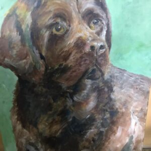 Schilderij portret bruine hond